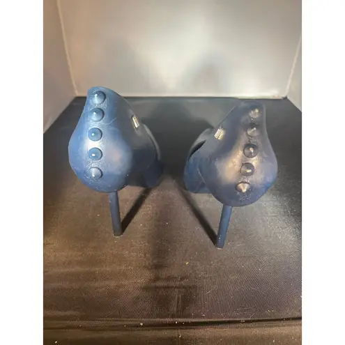 Melissa Navy Blue Peep Toe Heels with Studded Back Detail Elegant