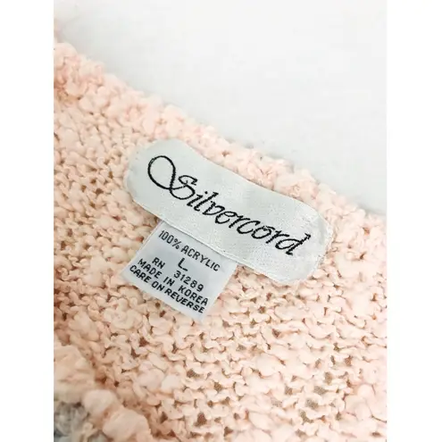 Vintage Abstract Motif Bouclé Knit Sweater | Size M/L White Size L