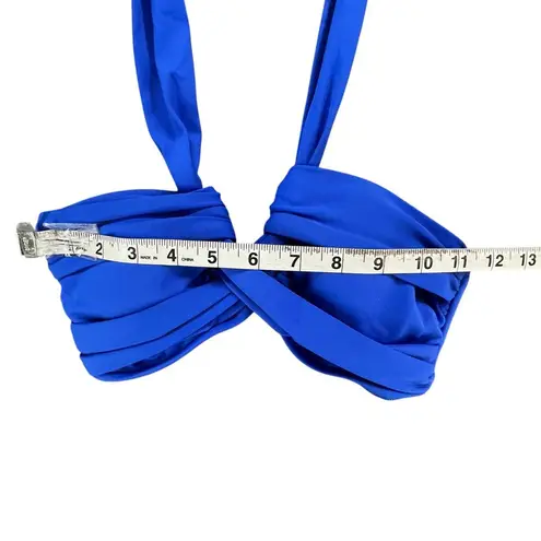 Seafolly Bikini Swimsuit US 4 Blue Halter Bandeau Twisted Hipster Bottom 2 Piece