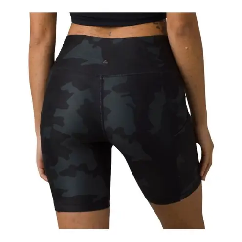 prAna  Dark Grey Black Camo Electa II Yoga Bike Shorts size XL