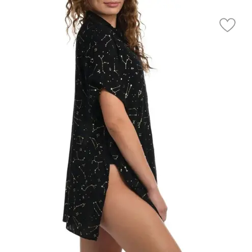 NWT SUNSHINE 79 Graphic Resort Shirt swim cover up zodiac Sz L/XL Black