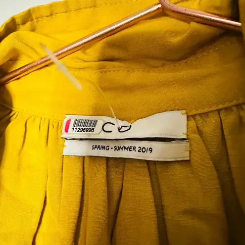 CO Women's Yellow Goop Fluid Linen Sleeveless Button Front Midi Dress Size Small