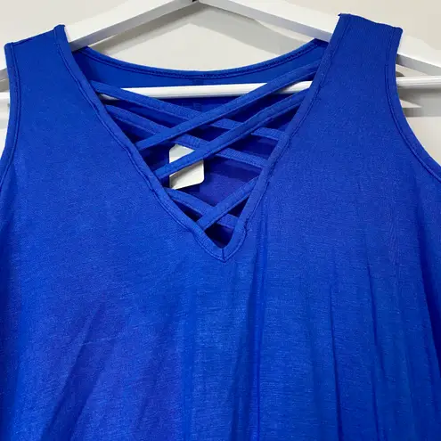 Women’s Off The Shoulder Short Sleeve Crisscross Casual Tee Shirt Blue NWOT