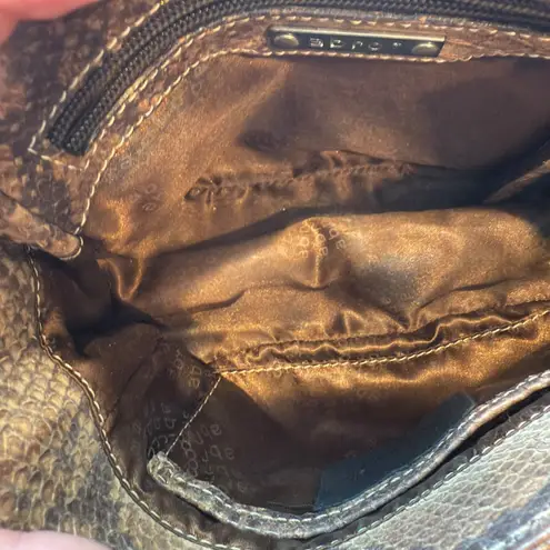 Abro Snakeskin Leather Crossbody Bag Designer Purse Brown Small