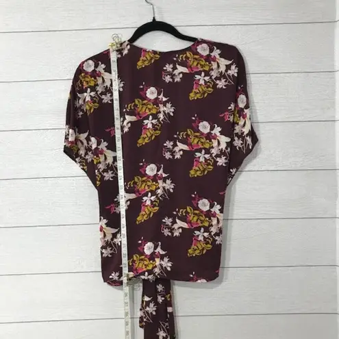Chelsea28 Plum Marigold Retro Floral Wrap Top Size Medium