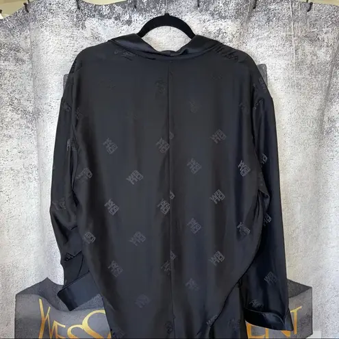 Alexander Wang Black Silk Logo Kimono Romper