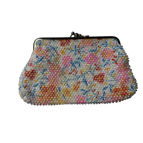 Handmade Vintage White Pink Red Blue Lumured Corde Bead Bag Hand Bag Wallet Coin Purse