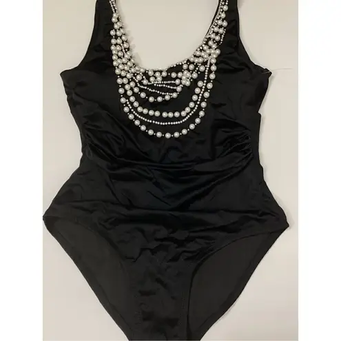 Boston Proper New. Amita Naithani black pearls and rhinestone swimsuit. Small. Retails $169