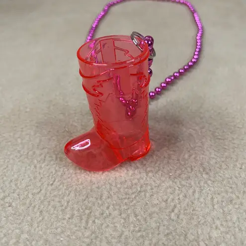 Pink Cowboy Boot Charm Necklace Fun Fiesta Party Accessory Plastic Shot Glass