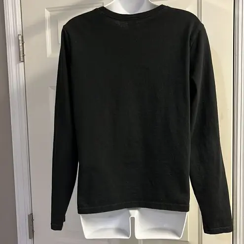 Source Unknown Black Christmas Thin Sweatshirt with Happy Holidays with Metallic Candy Cane- XL