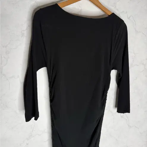 James Perse Black 3/4 sleeve Bodycon midi dress stretchy soft