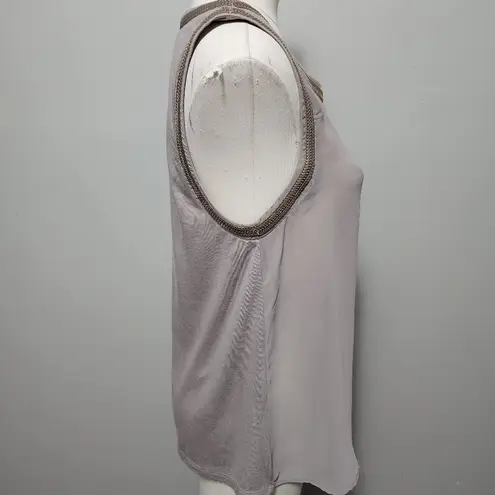 BKE Boutique taupe mixed media chiffon sequin tank size medium