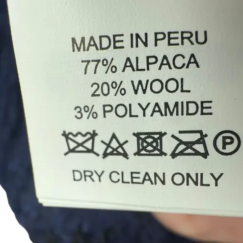Kate Spade Leopard Print Mock Neck Fuzzy Alpaca Wool Sweater Navy Size Medium Blue