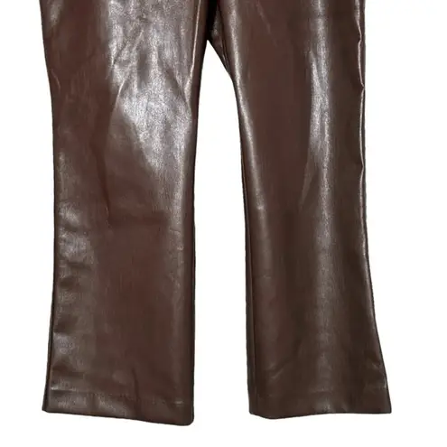 Babaton BabtonWomens Vegan Leather Flare Leg High Waisted Pants Brown Size 14