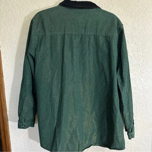 Bobbie Brooks Christmas Green Black Plaid 2X 18W/20W Grandmacore Button Down