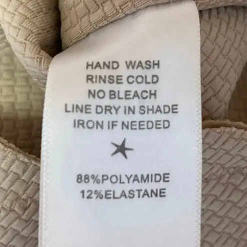 MARYSIA Broadway Tie Maillot Tan Lace Up Halter Scalloped One Piece Swimsuit S