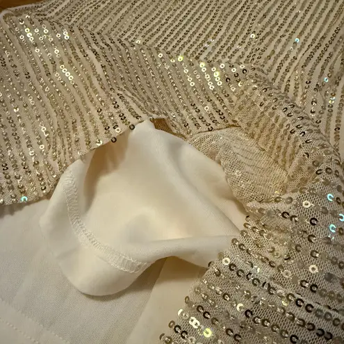 Elegant cream sequined cargo pants size M Size M