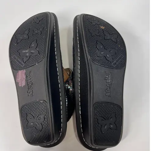 Alegria ALG-715 Mary Jane Clogs Women's 41 Black Iridescent Leather Comfort