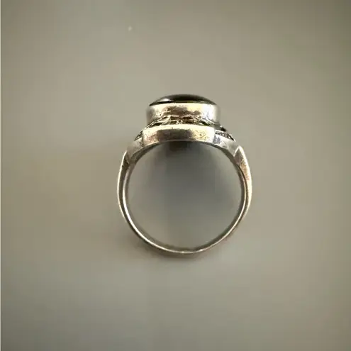 Sterling Silver VTG Art Deco Style Onyx Marcasite Ring