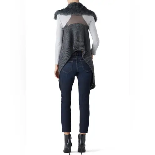 Kaufman Franco Carbon Faux Fur Vest Collar Gray Knit Sleeveless Vest