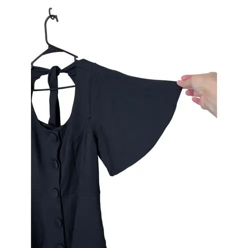 Voodoo Vixen Black Flutter Sleeve Button Front Tie Back Cutout Dress Size L Size L