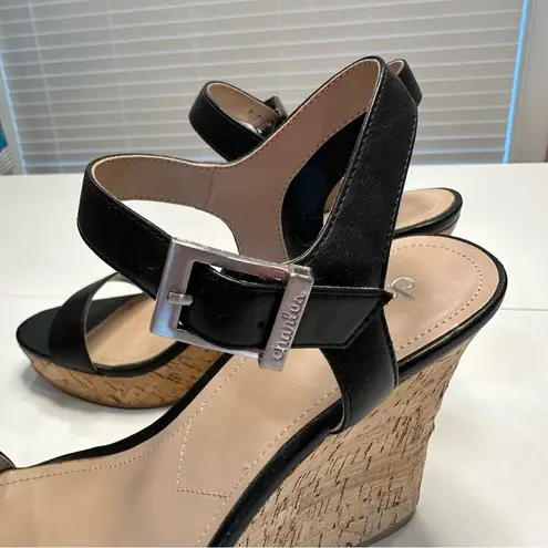 Charles by Charles David - Black Strap Sandals - Cork Heels Size 9.5