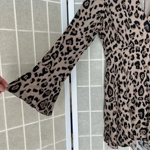 River Island Tea romper in leopard print long sleeve romper size 10UK