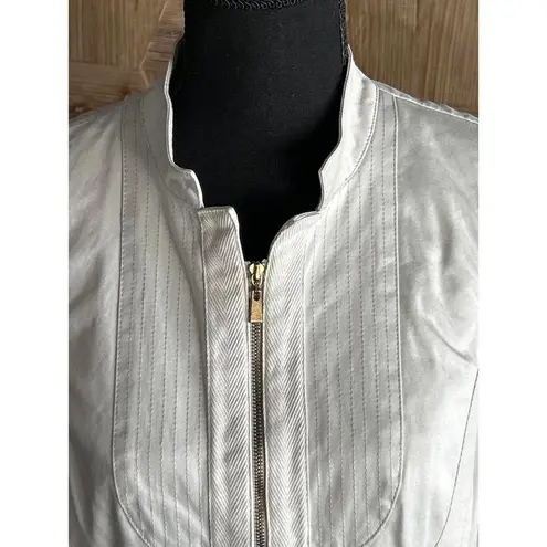 Eccoci Womens Jacket Sz 10 Soft White Zip Up Stitching Design Career