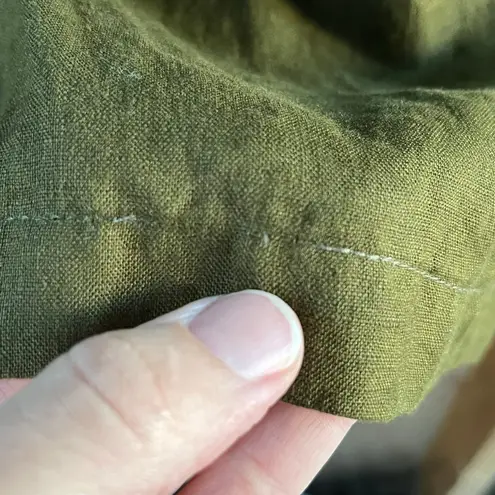 Quince Women's Dark Green Cropped Wide Leg Pull On Pants 100% Linen Size XL