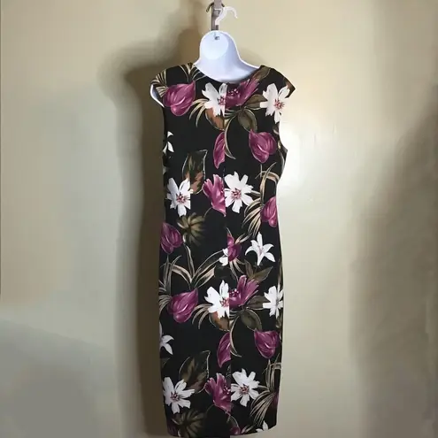 Connected Apparel Women’s Knee length Floral Sheath Dress Size 12 EUC