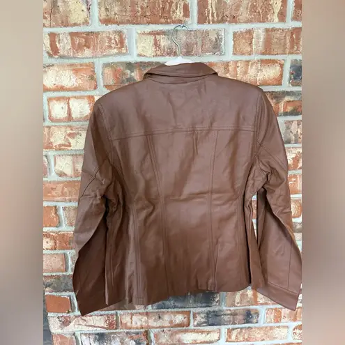 Dennis Basso Brown faux Leather Jacket