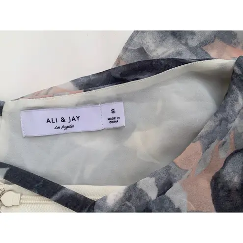 Ali & Jay VIP Only Charcoal Grey Floral Print Georgette Mini Halter Dress Small
