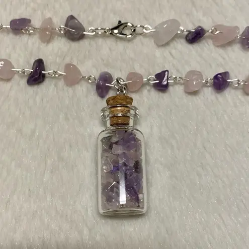 Amethyst Rose Quartz & Bottle Necklace
