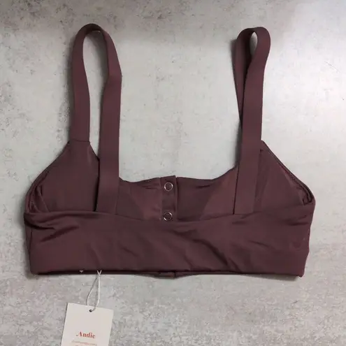 ANDIE Swim The Snap Scoop Top Cactus Flower Strappy Solid Bikini Top L New