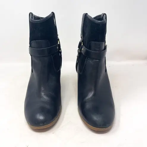 Ralph Lauren  Lauren Dylan Black Genuine Leather Harness Booties Mid Calf Sz 9.5