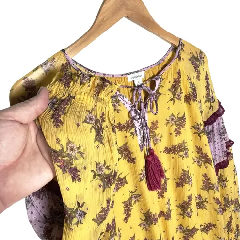 Sundance Women’s Boho Flower Dreams Crinkle Chiffon Tie Neck Top