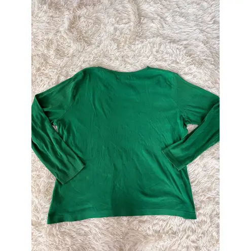 Christmas Holiday Long Sleeve Top XL/XG Santa Ice Skating Festive Green