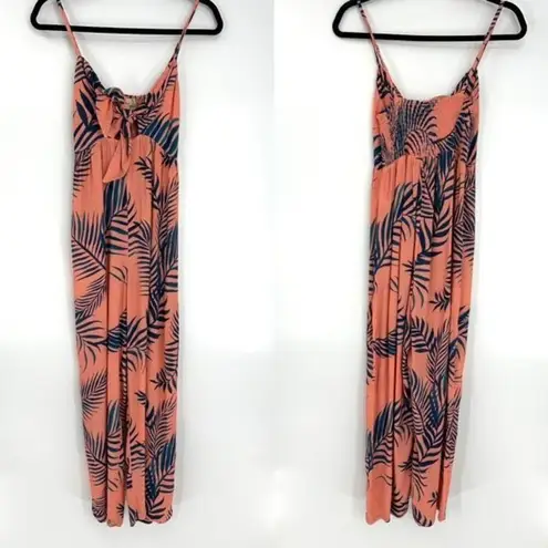 Cleobella Peach Tropical Print Wide Leg Sleeveless Jumpsuit XS