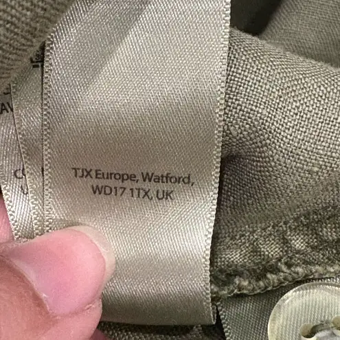 Artisan NY Khaki A-Line Skirt 100% Linen Size 4