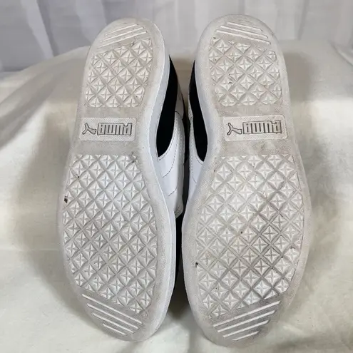 Puma  Women’s Sneaker Black Suede Leather Flat 356724-02 Gold Logo White Size 6