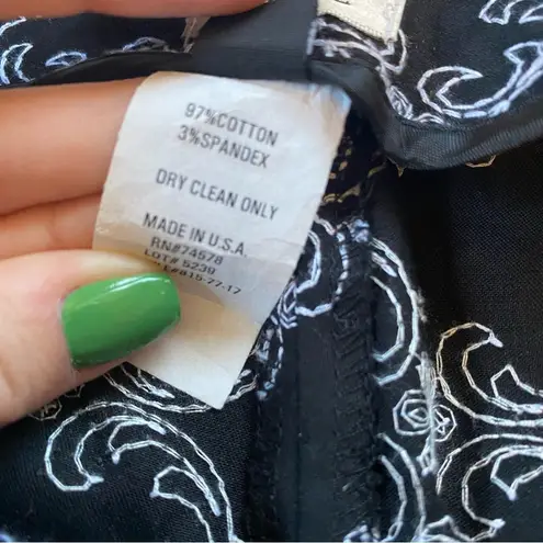 Vintage Y2K Cache Filigree and Floral Embroidered Black And White Mid Rise Pants Size 2