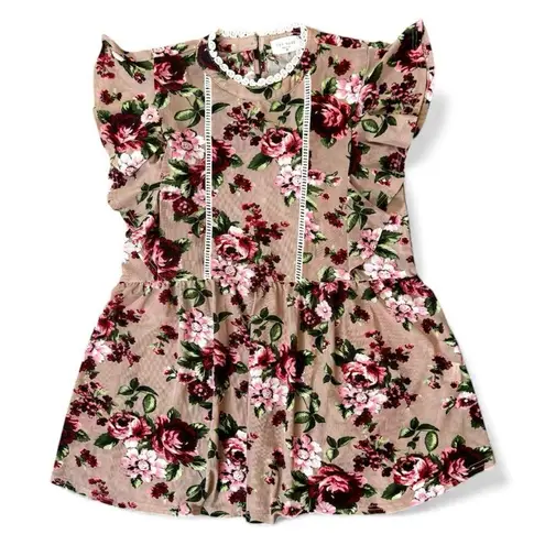 IVY ROSE baby doll floral print top with butterfly sleeves, size M Pink Size M
