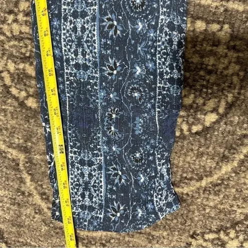 En Crème Women’s M Blue White Batik Rayon Lightweight Draw String Lounge Pants Size M