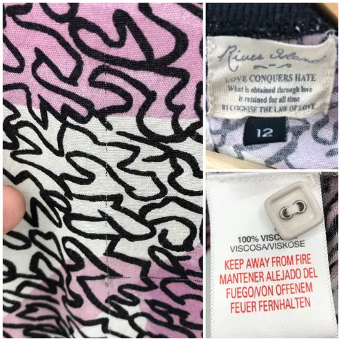 River Island US 8 Love Conquers Hate Purple White Doodle Print Tank Top