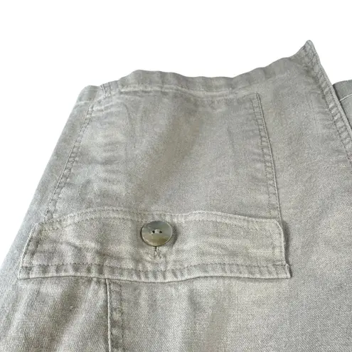 Linear Linen Blend Tan Shimmer Metallic 3/4 Sleeve Open Lightweight Jacket Sz L Size L