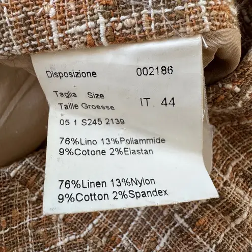 Piazza Sempione Vintage ‘00s Tan Linen Blend Textured Knee Length Skirt