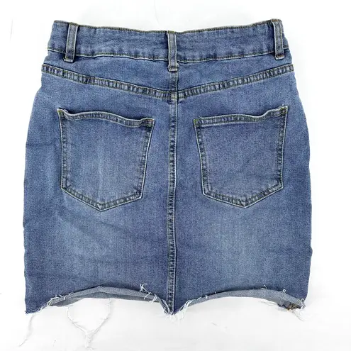 Cotton On Cotton:On Denim Blue Jean Mini Skirt Womens Size 6 Frayed Hem With Pockets