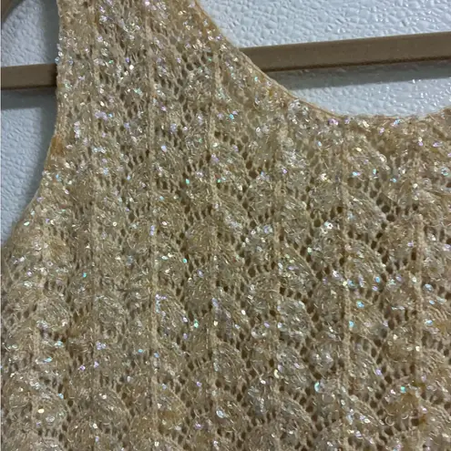 VINTAGE beaded cream wool tank sweater Beaded 10