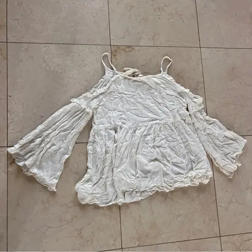 R Vivimos White Bell Sleeve Relaxed Blouse Sz XL