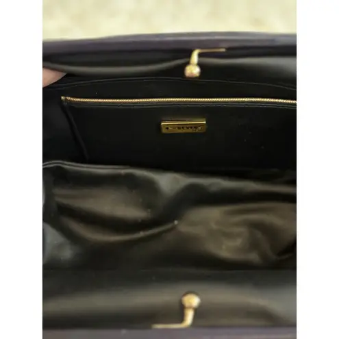 Vintage Meyers Quilted Shoulder Bag Eggplant Color Gold Accent Purse USA Made Purple